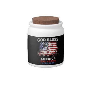 God Bless America 250 Years 1776-2026 Christian Cr Candy Jar