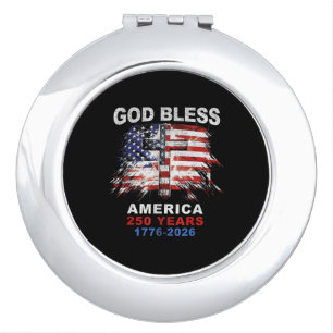 God Bless America 250 Years 1776-2026 Christian Cr Compact Mirror