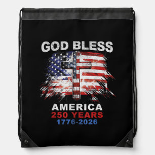 God Bless America 250 Years 1776-2026 Christian Cr Drawstring Bag