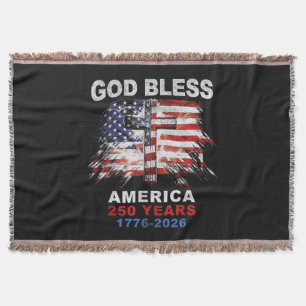 God Bless America 250 Years 1776-2026 Christian Cr Throw Blanket