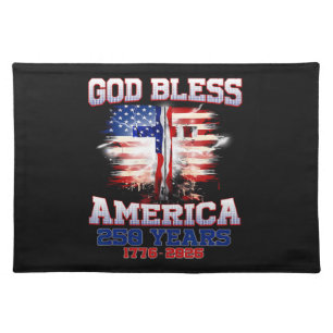 God Bless America 250 Years 1776 2026 Cloth Placemat