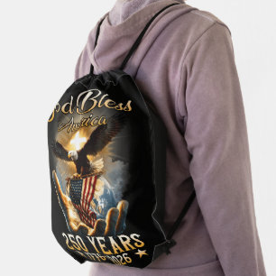 God Bless America 250 Years 1776-2026 Drawstring Bag