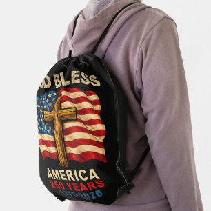 God Bless America 250 Years 1776-2026 Drawstring Bag