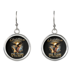 God Bless America 250 Years 1776-2026 Earrings
