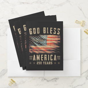 God Bless America 250 Years 1776-2026 Pocket Folder