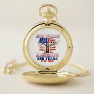 God Bless America 250 Years 1776 2026 Pocket Watch