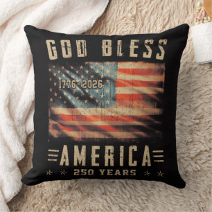 God Bless America 250 Years 1776-2026 Throw Pillow