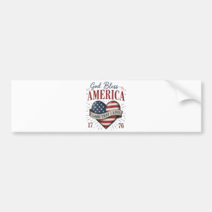 God Bless America 250th Patriotic Heart Flag Bumper Sticker