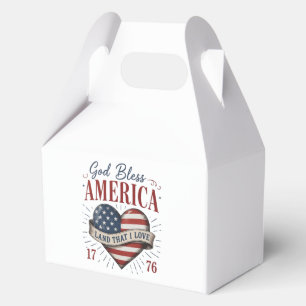 God Bless America 250th Patriotic Heart Flag Favor Boxes