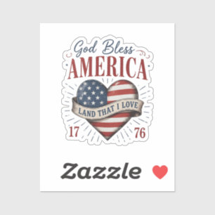 God Bless America 250th Patriotic Heart Flag Sticker