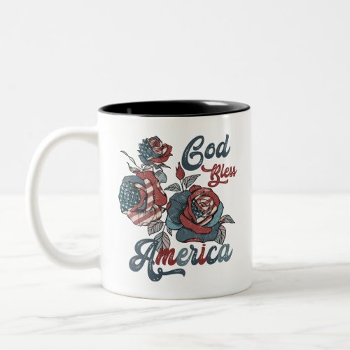 God Bless America 4th of July Independence Day  Two_Tone Coffee Mug