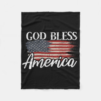 God Bless America 4th Of July Patriotic Usa Fleece Blanket