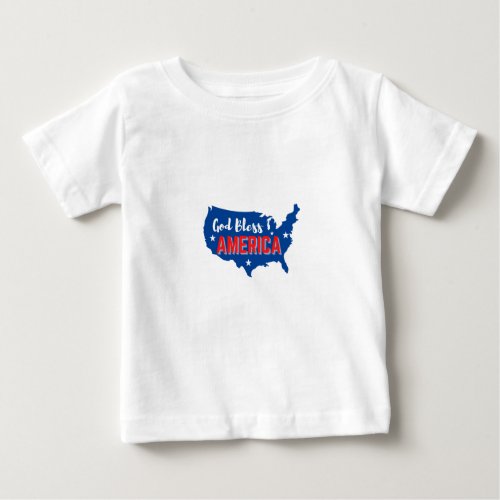 God Bless America 4th of July with America Map T_S Baby T_Shirt