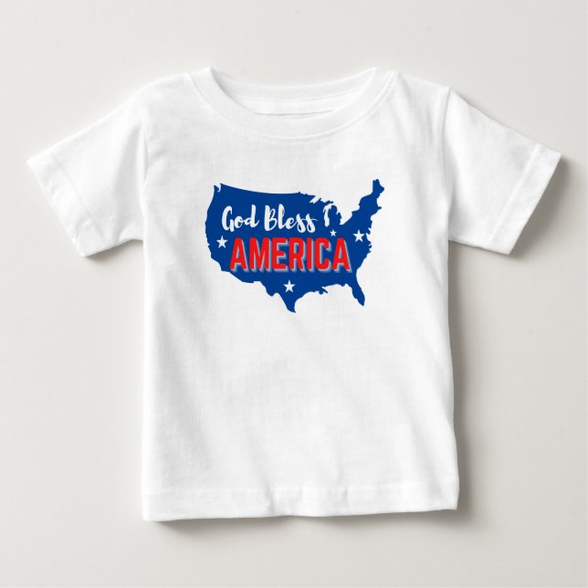 God Bless America 4th of July with America Map T-S Baby T-Shirt (Front)