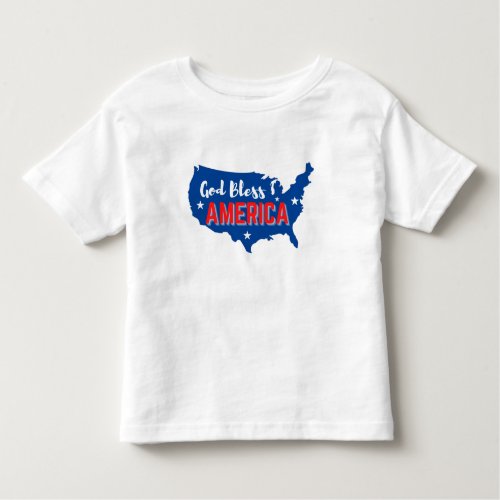 God Bless America 4th of July with America Map Toddler T_shirt