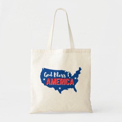 God Bless America 4th of July with America Map Tote Bag