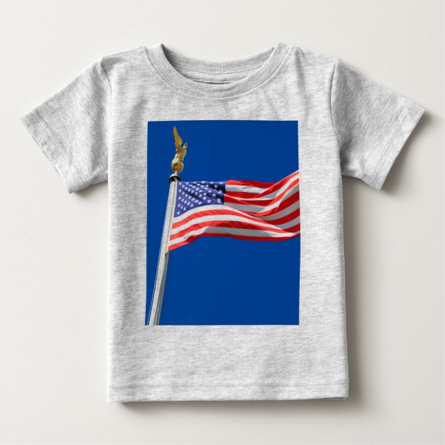 God Bless America, American Flag, Patriot Support Baby T-Shirt (Front)