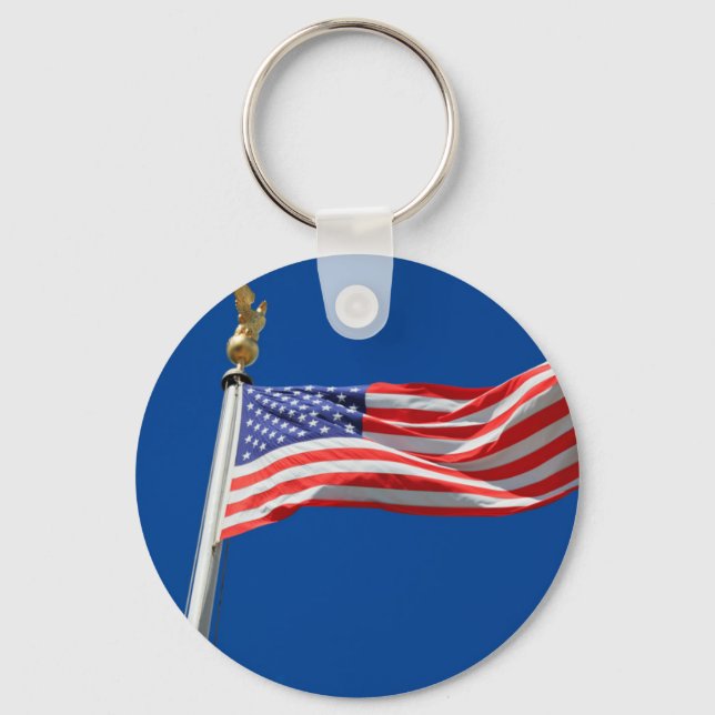God Bless America, American Flag, Patriot Support Keychain (Front)