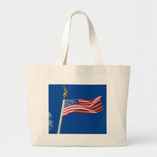 God Bless America, American Flag, Patriot Support Large Tote Bag