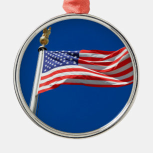God Bless America, American Flag, Patriot Support Metal Ornament