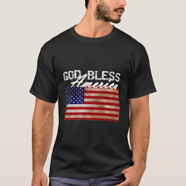 God Bless America American Flag T-Shirt (Front)