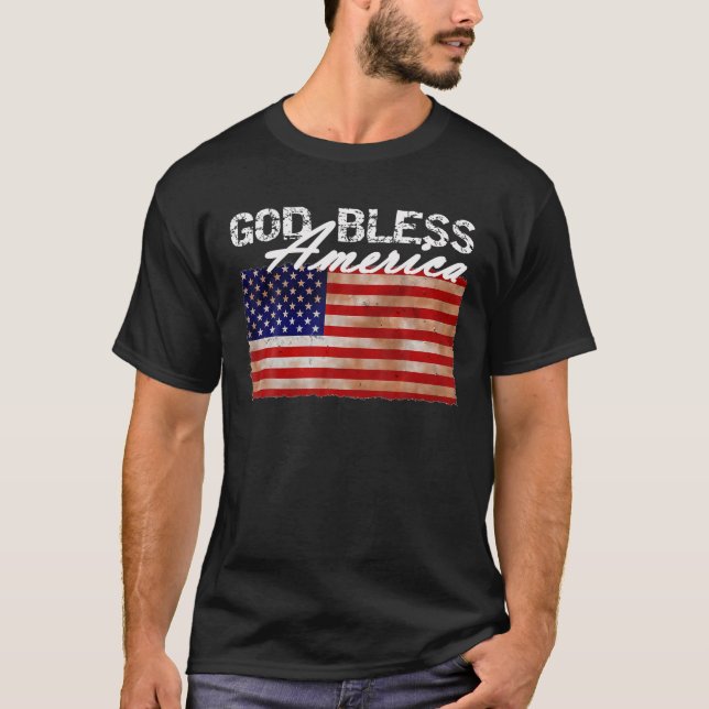 God Bless America American Flag T Shirt (Front)
