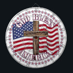 God Bless America and Cross With USA Flag 50 Stars Dart Board<br><div class="desc">God Bless America and Cross With USA Flag And 50 Stars</div>