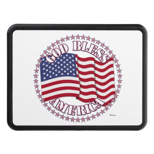 God Bless America and Cross With USA Flag Hitch Cover
