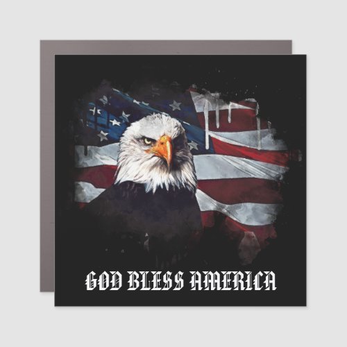  GOD BLESS AMERICA AP16  Patriotic Flag EAGLE Car Magnet