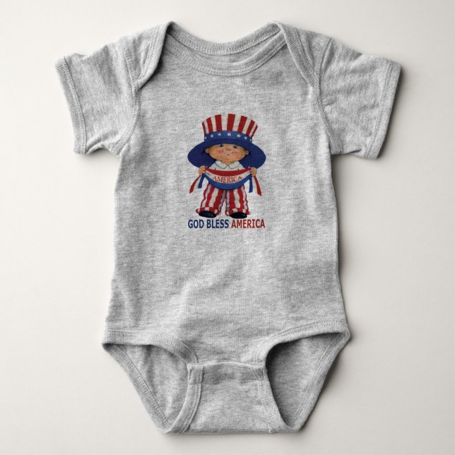 God Bless America "Baby Bodysuit" 4th of July Baby Bodysuit (Front)