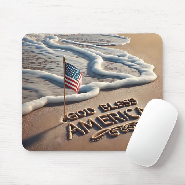 God Bless America Beach Sign Mouse Pad (With Mouse)