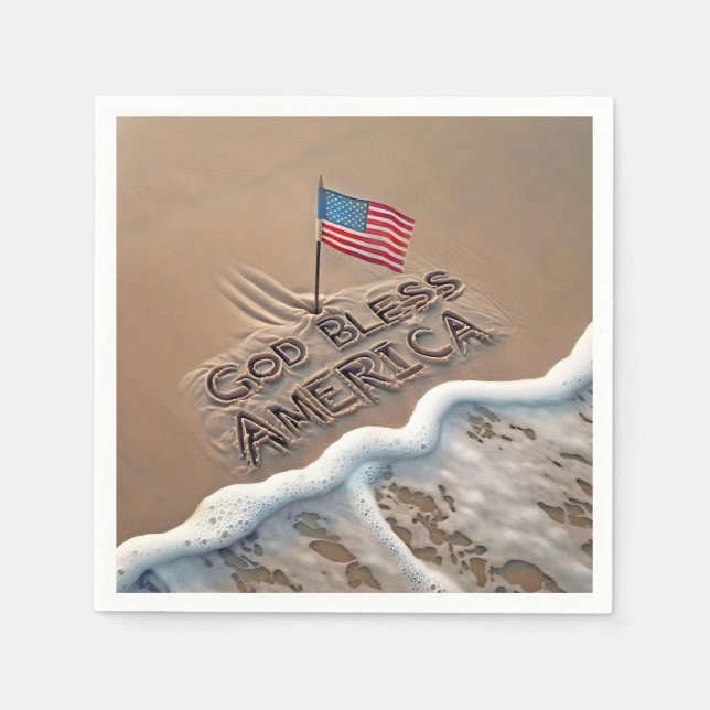 God Bless America Beach Sign Napkins (Front)