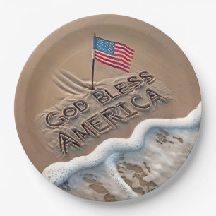 God Bless America Beach Sign Paper Plates