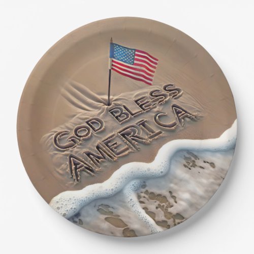 God Bless America Beach Sign Paper Plates