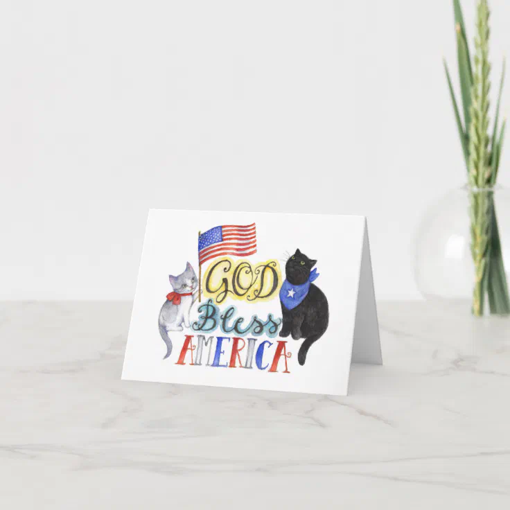 God Bless America Cats Card | Zazzle