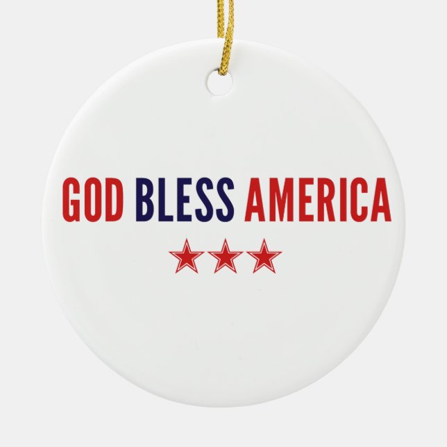 God Bless America Ceramic Ornament (Front)