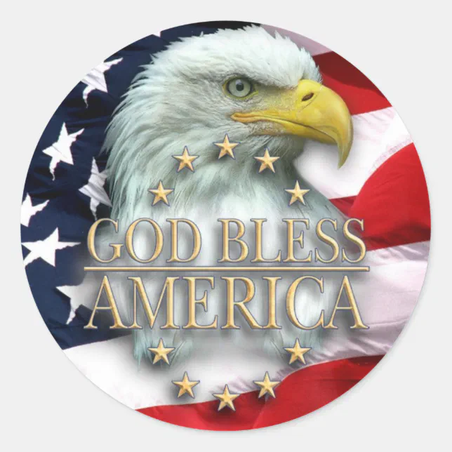 God Bless America Classic Round Sticker (Front)