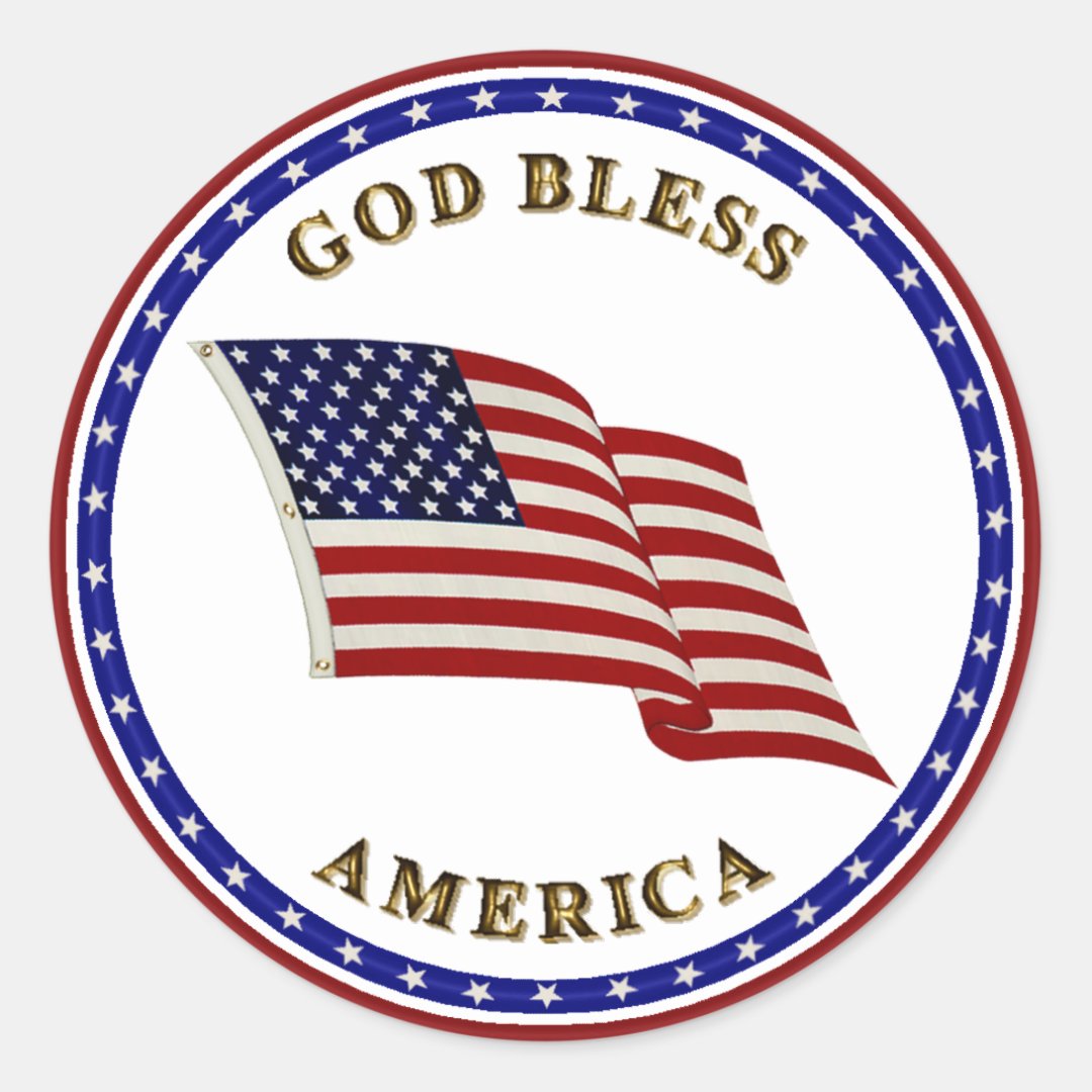 God Bless America Classic Round Sticker | Zazzle