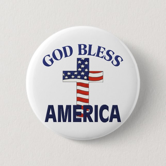 God Bless America Cross Button (Front)