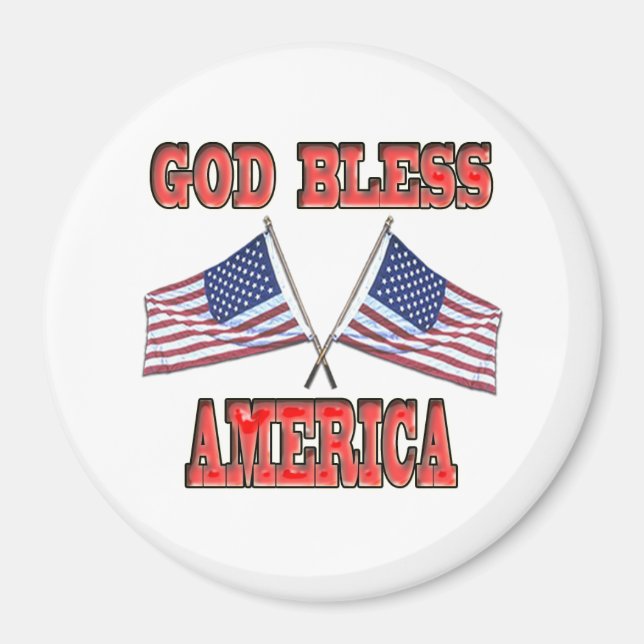 God Bless America Crossed Flags Magnet (Front)