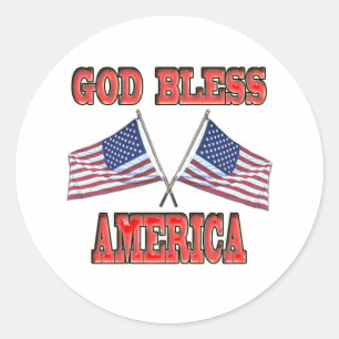 God Bless America Crossed Flags Sticker