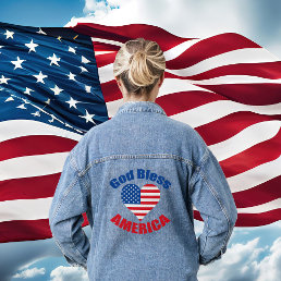 God Bless America Cute Patriotic Christian Denim Jacket