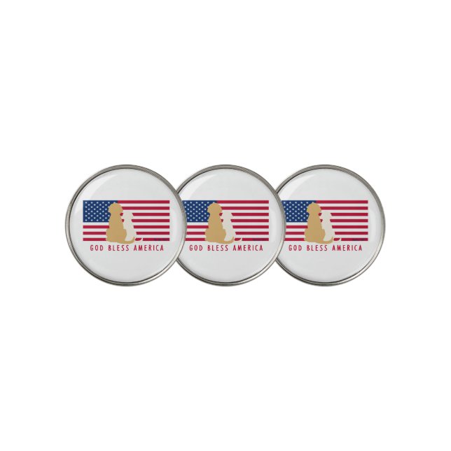 God Bless America Dog Golf Ball Markers (3 Up)