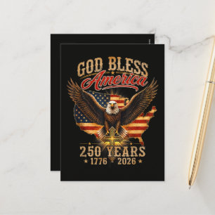 God Bless America Eagle 250 Years 1776 2026 Holiday Postcard