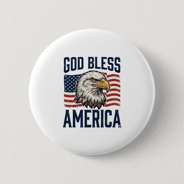 God Bless America Eagle Patriotic Vector Design_1 Button (Front)