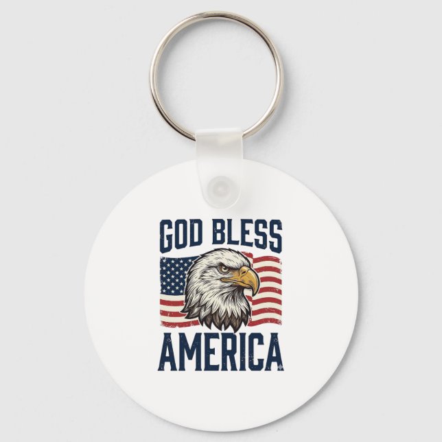 God Bless America Eagle Patriotic Vector Design_1 Keychain (Front)