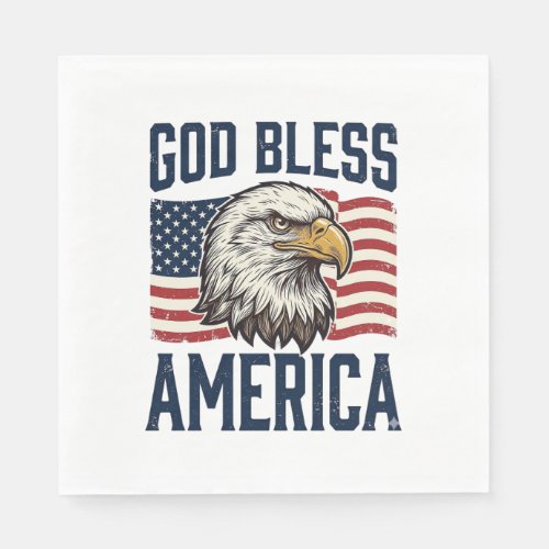 God Bless America Eagle Patriotic Vector Design_1 Napkins