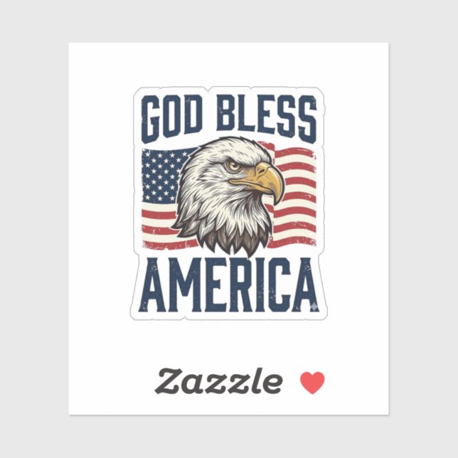 God Bless America Eagle Patriotic Vector Design_1 Sticker (Sheet)
