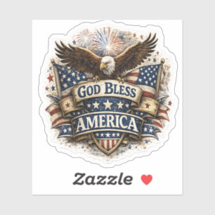 God Bless America Eagle Sticker USA Flag July 4th