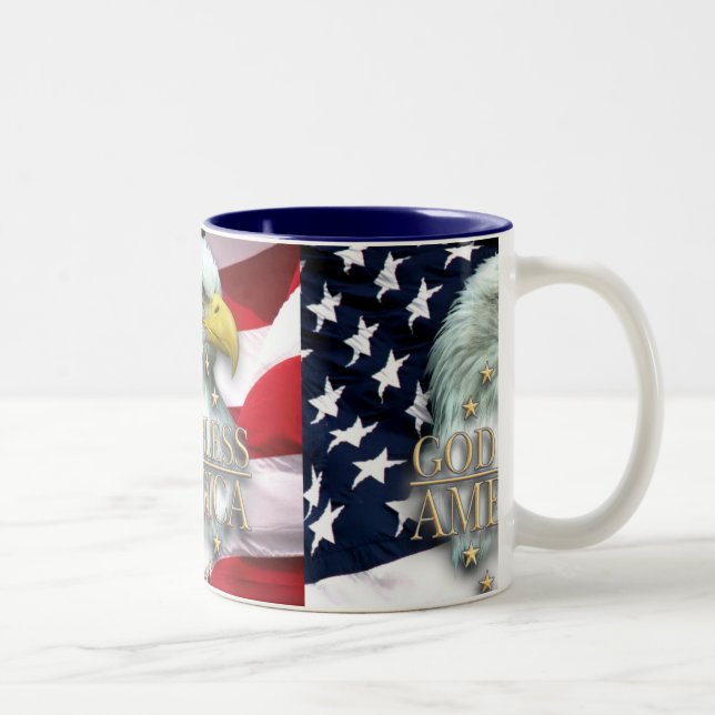 GOD BLESS AMERICA EAGLE Two-Tone COFFEE MUG (Right)